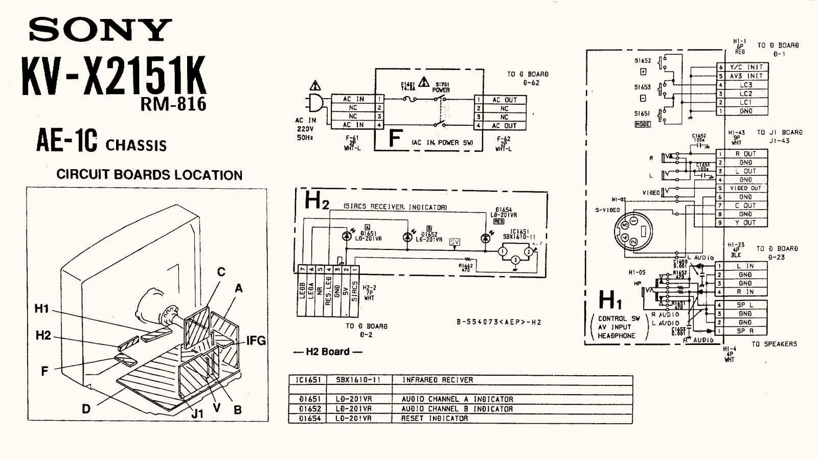 Sony KV-X2151K Schematic