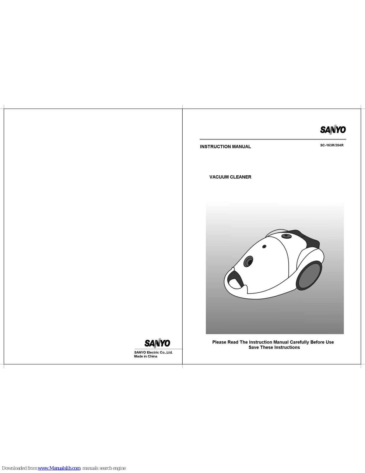 Sanyo SC-163R, SC-204R Instruction Manual