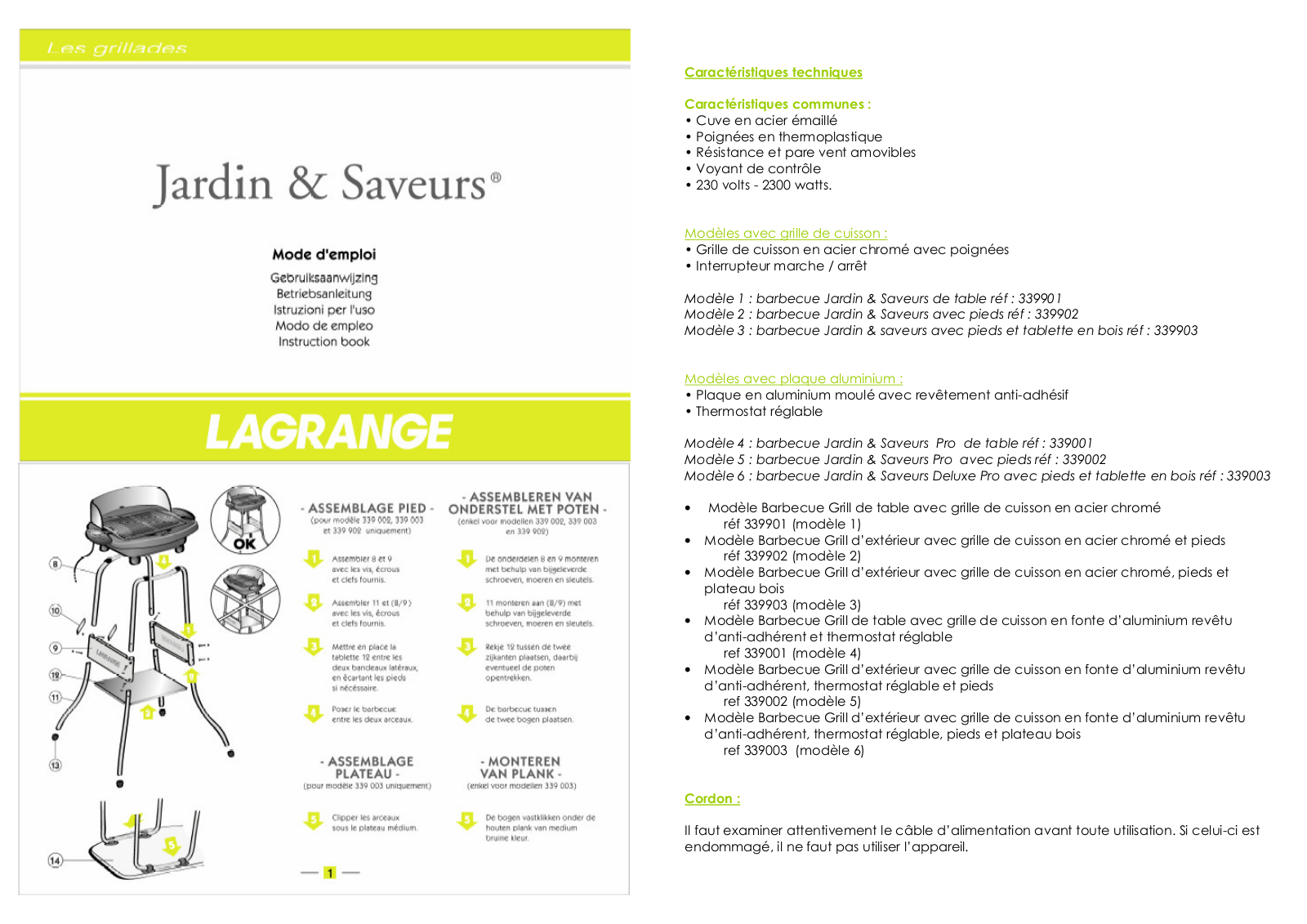 LAGRANGE JARDIN SAVEURS User Manual