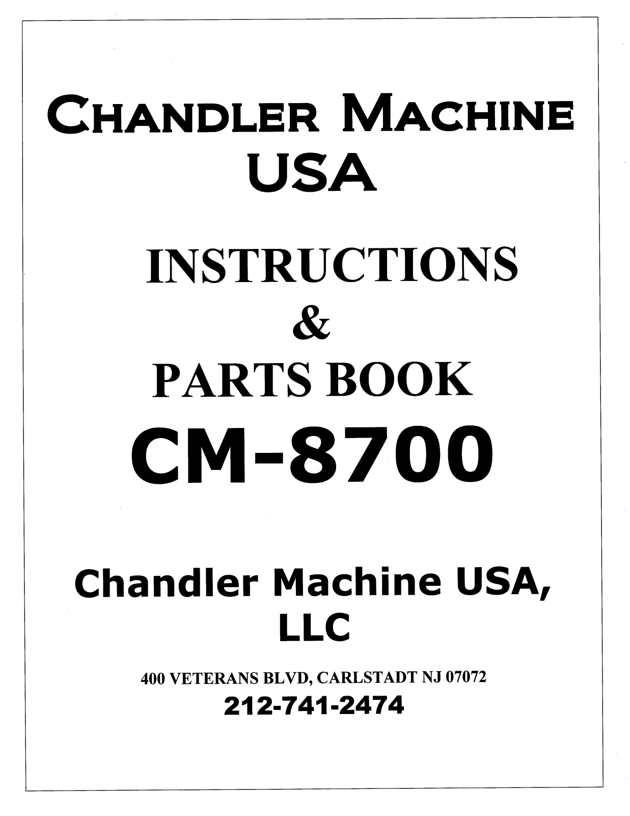 CONSEW CM-8700 Instruction Handbook