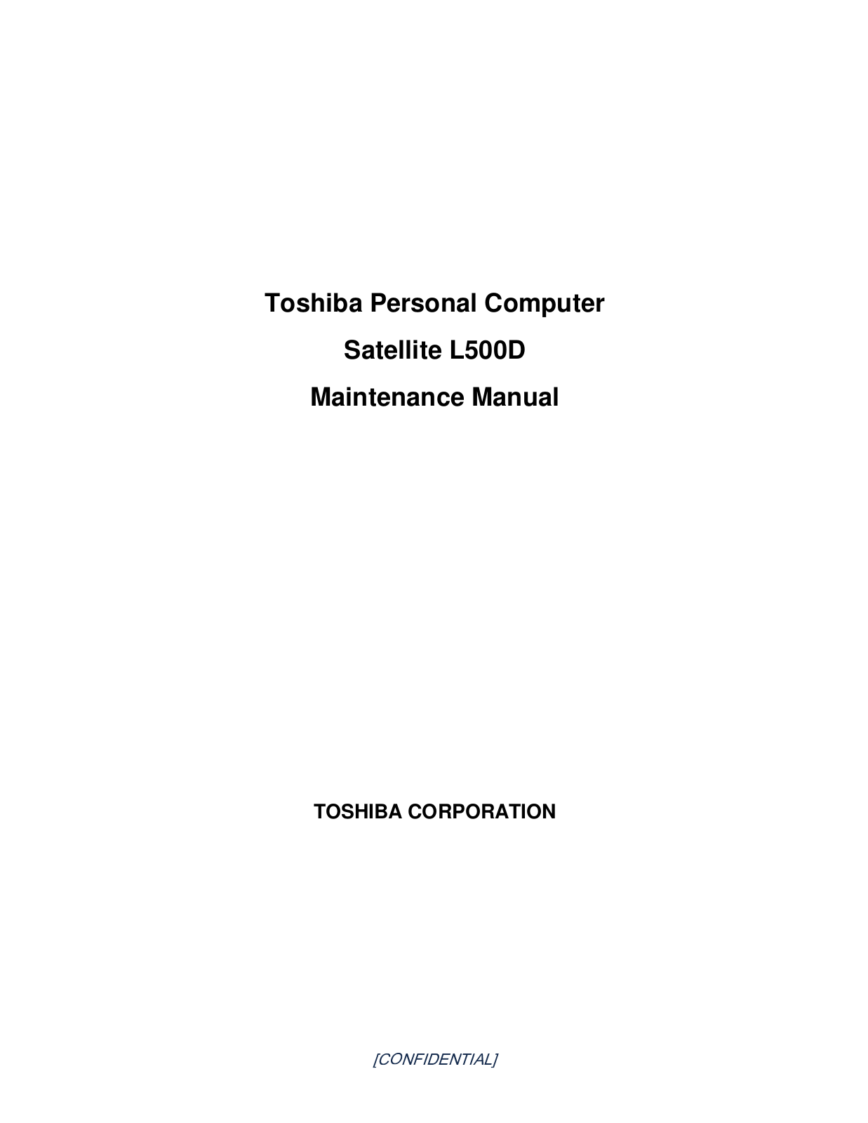 Toshiba satellite l500d Service Manual