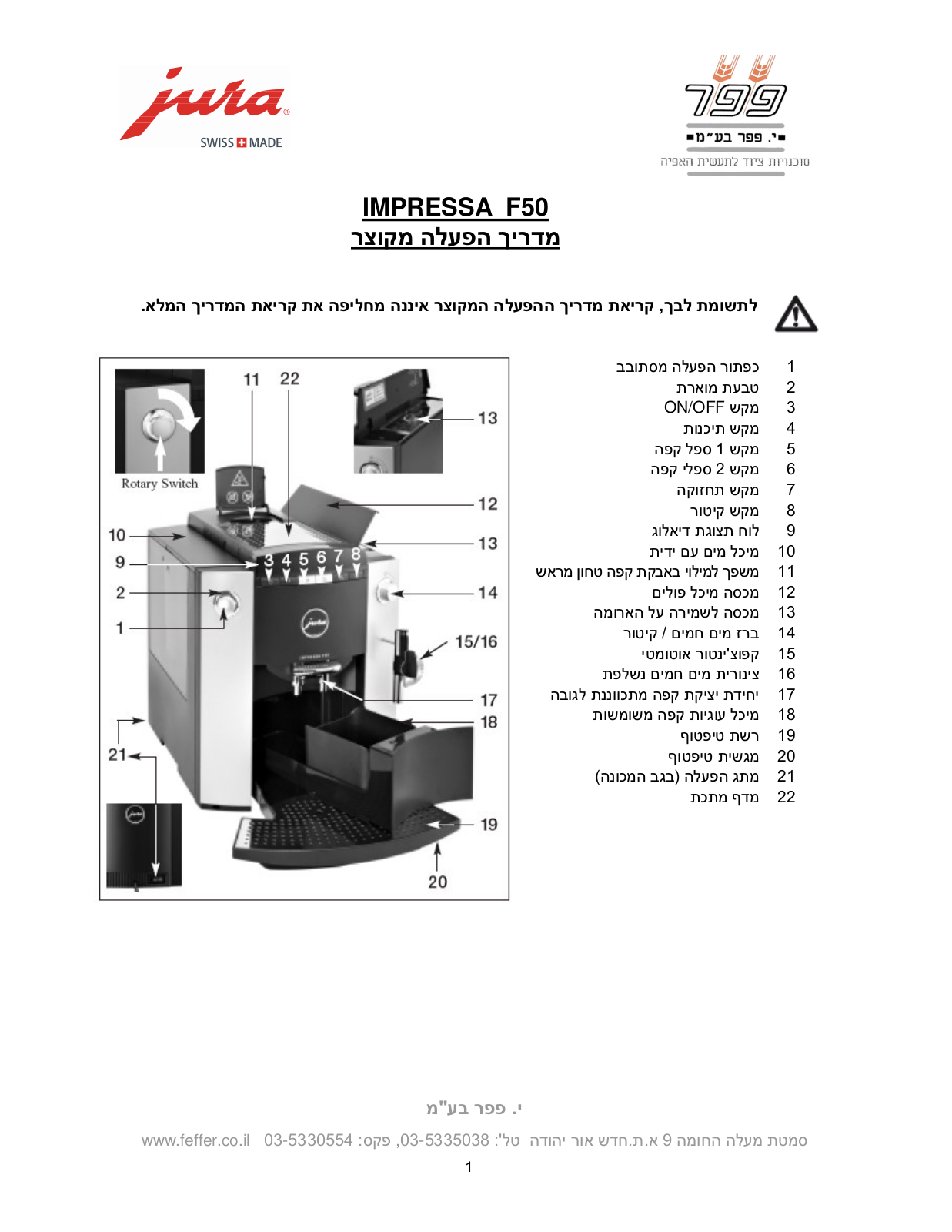 Jura IMPRESSA F50 User Manual