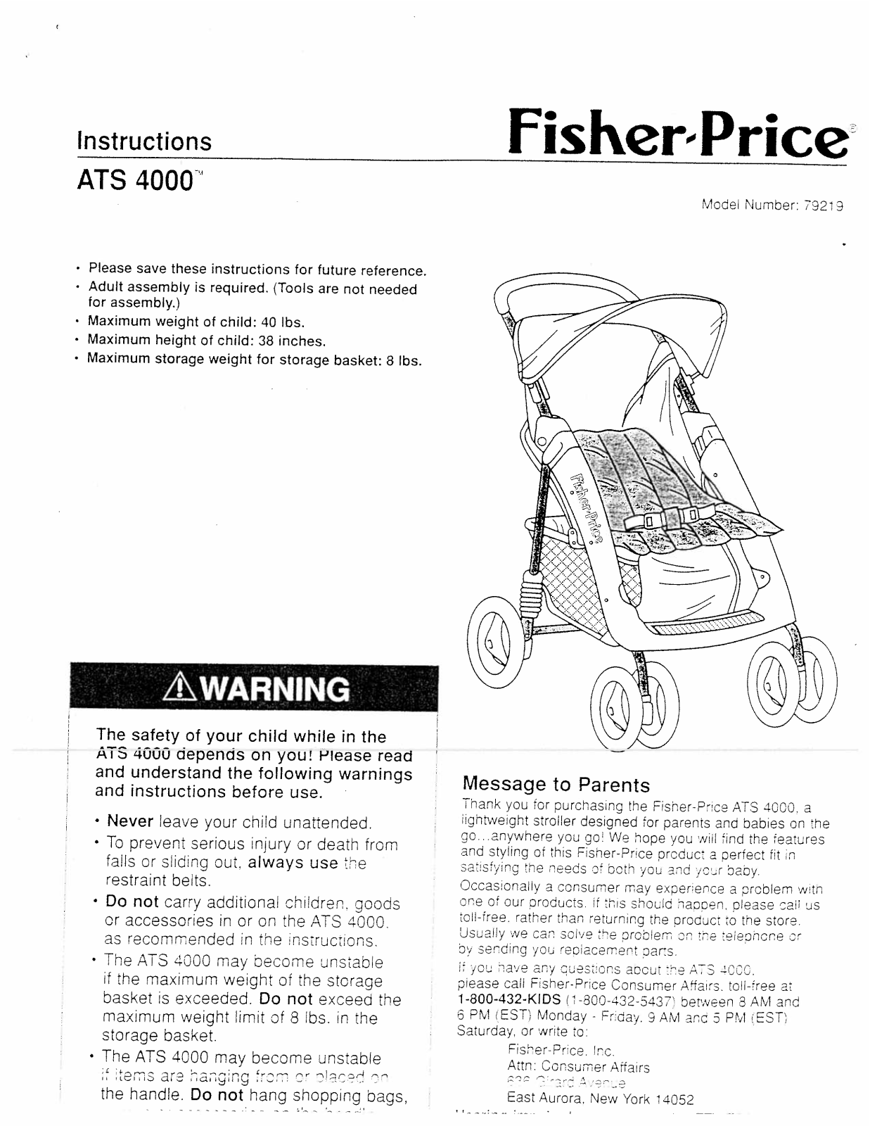 Fisher-Price 79219 Instruction Sheet