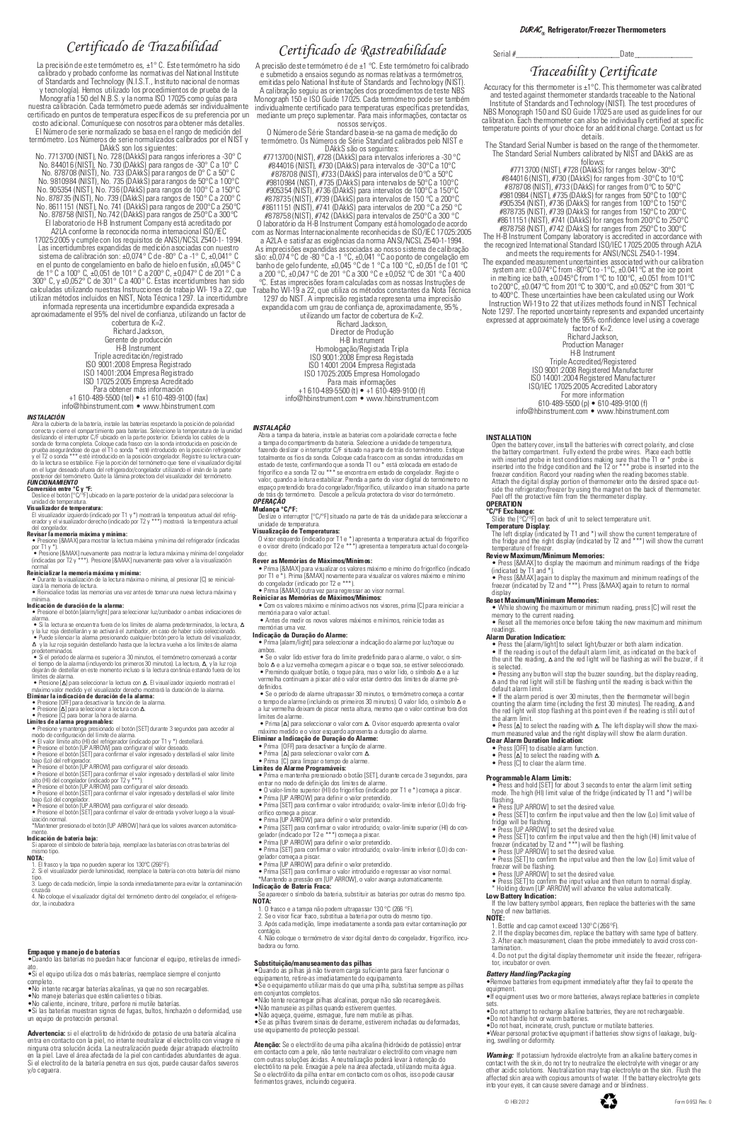 H-B Instrument 3826 User Manual