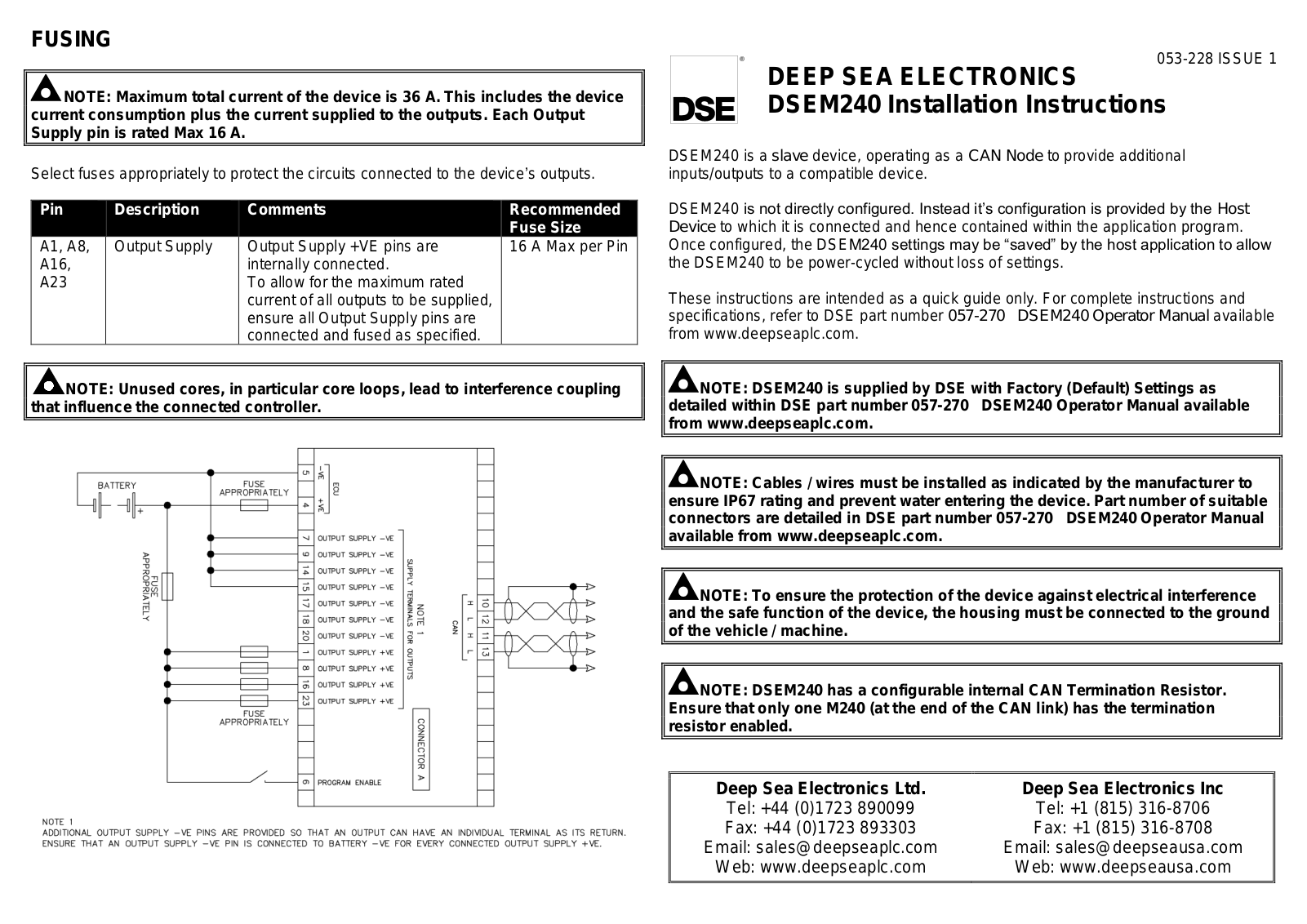 Deep SEA Electronics DSEM240 User Manual