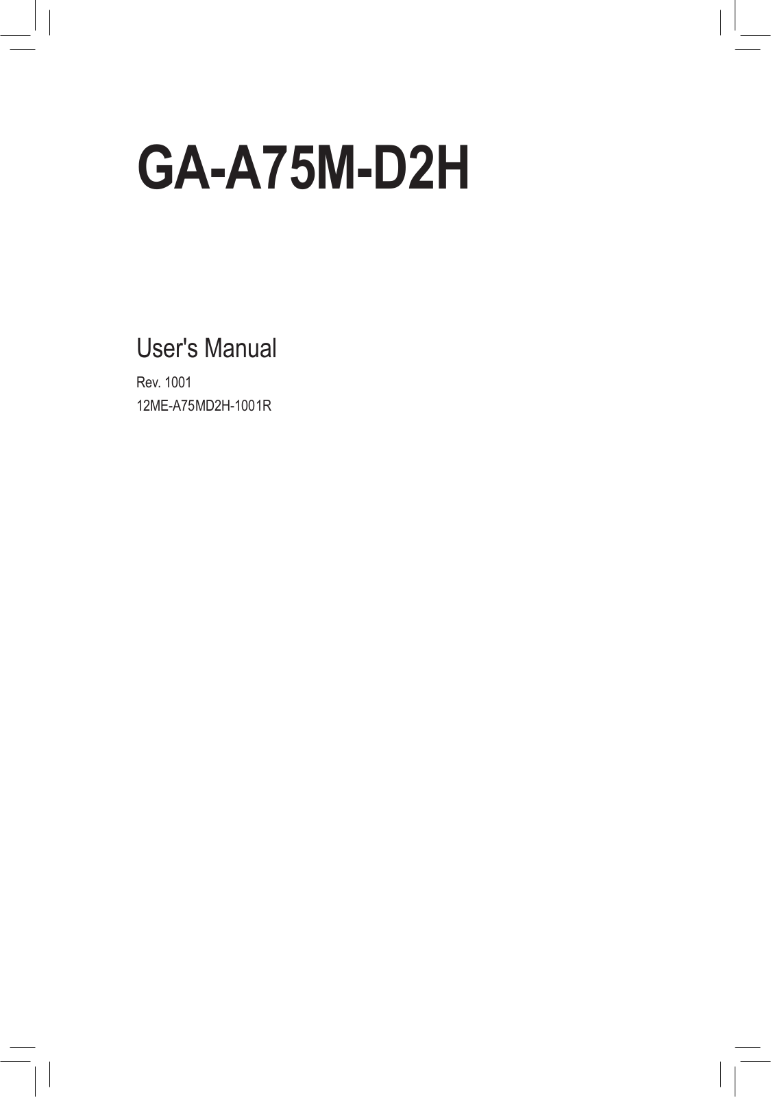 Gigabyte GA-A75M-D2H User Manual