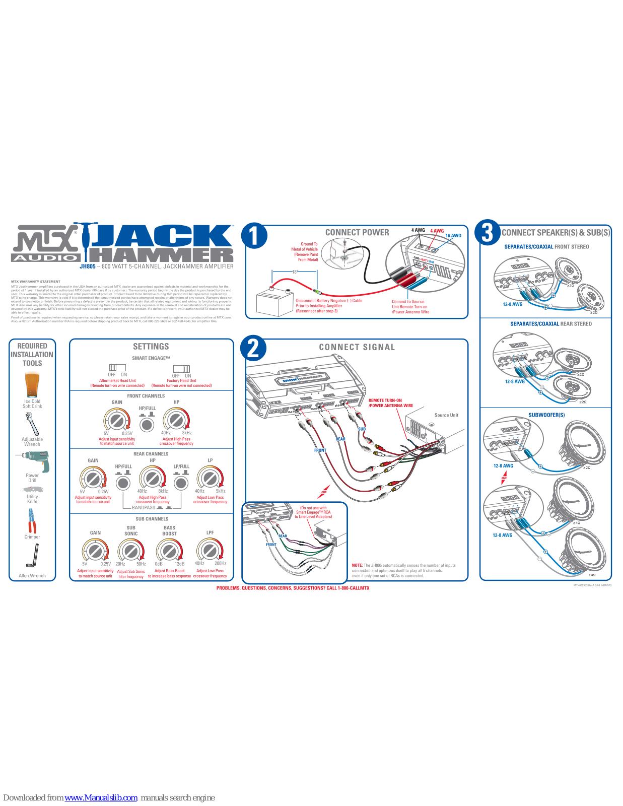 MTX JackHammer JH805 Connection Manual