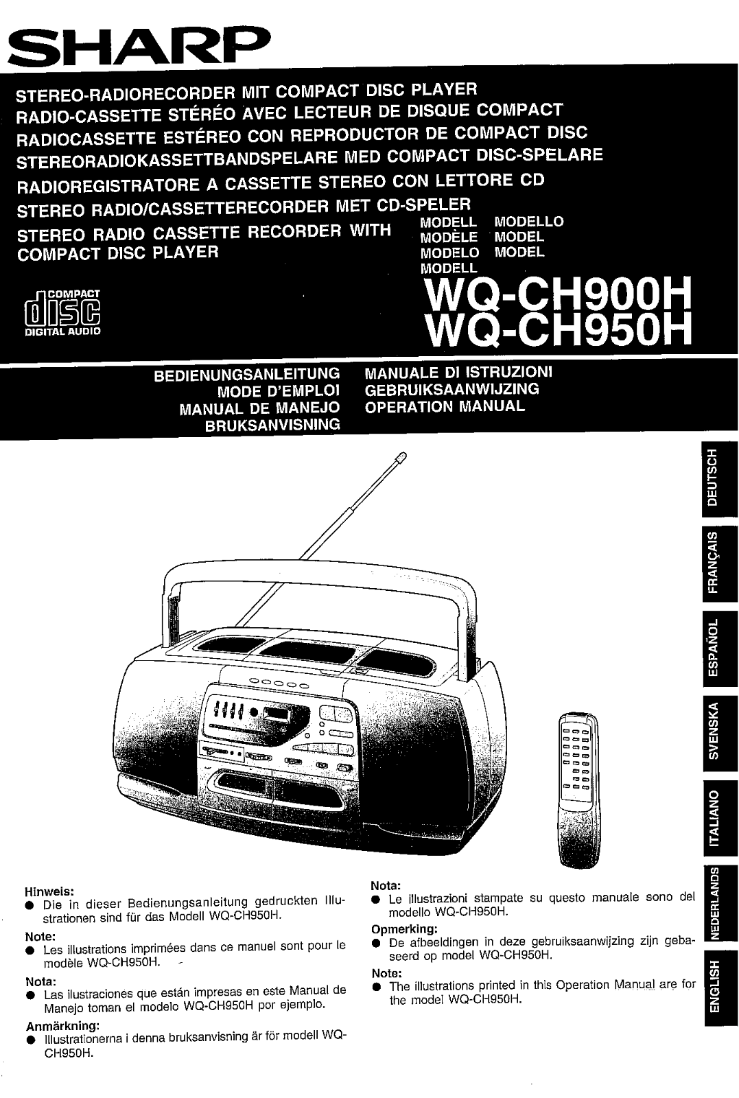 Sharp WQ-CH950H, WQ-CH900H User Manual