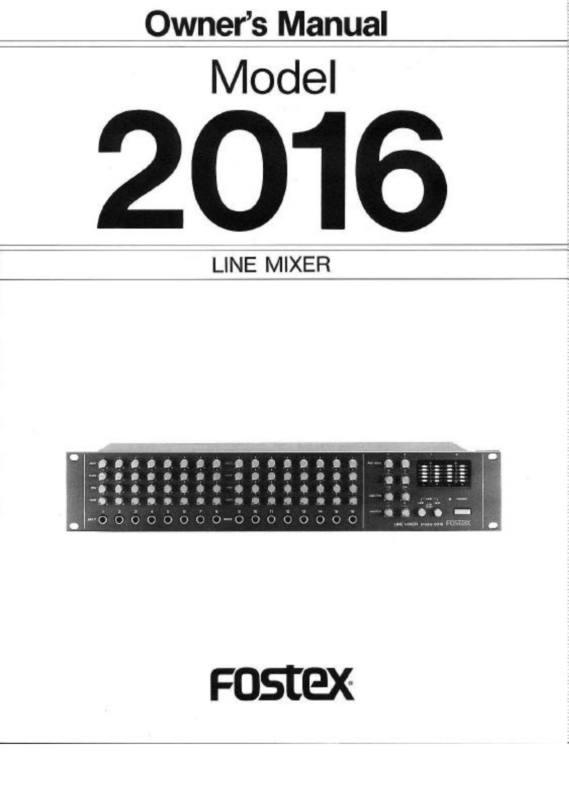 Fostex 2016 User Manual