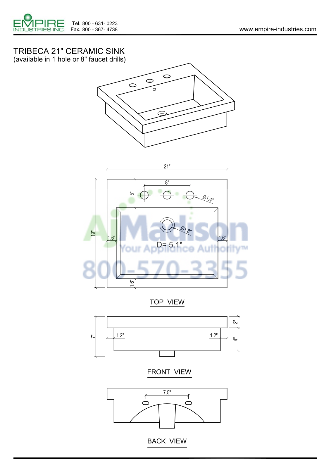 Empire Industries CH21DC Specs