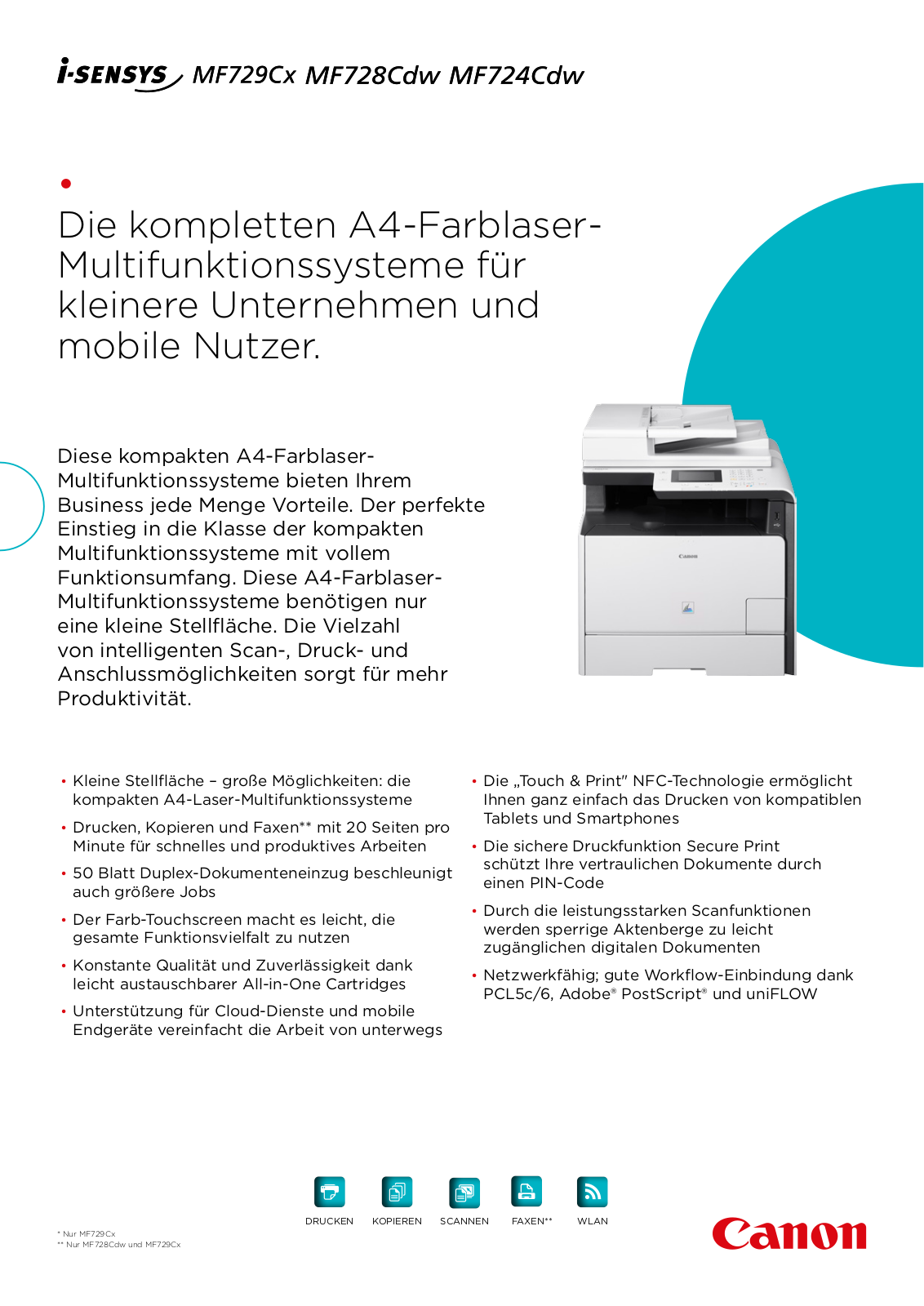 Canon I-SENSYS MF729CX, I-SENSYS MF728CDW, I-SENSYS MF724CDW BROCHURE