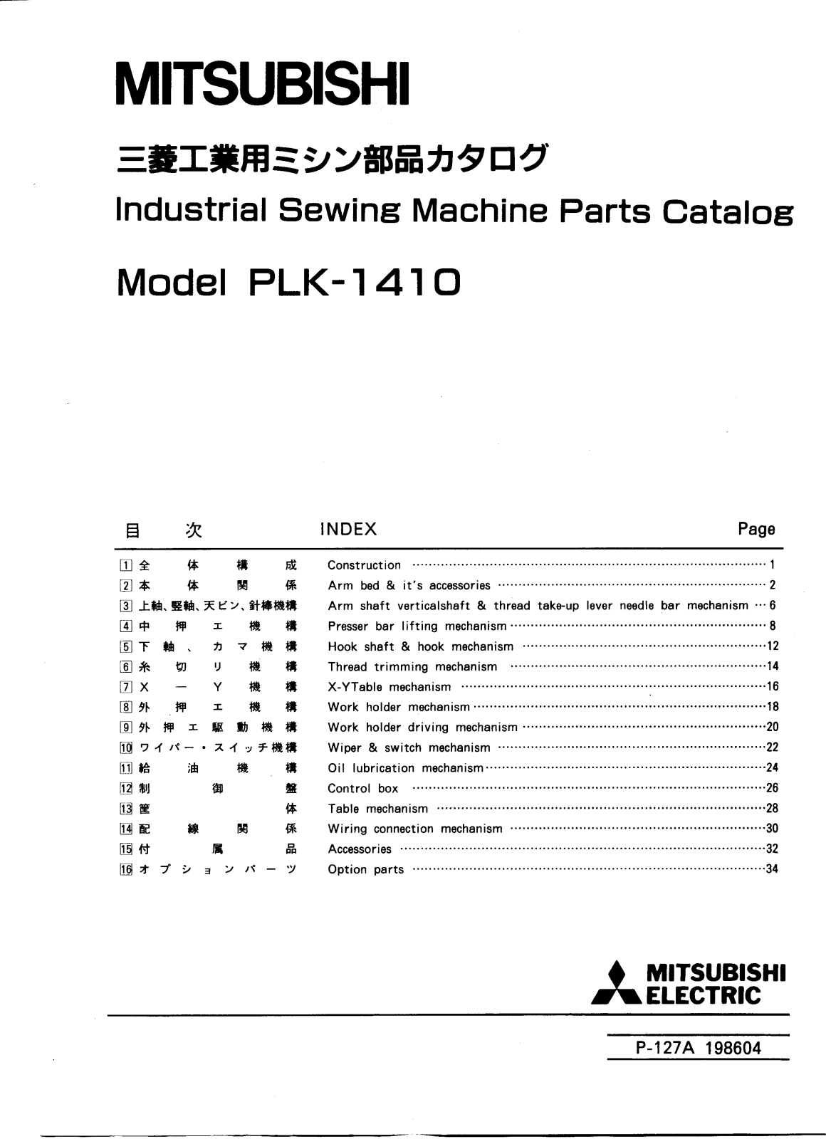 Mitsubishi PLK-1410 Parts List