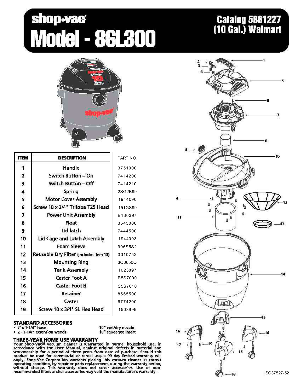 Shop Vac 86l300 Owner's Manual