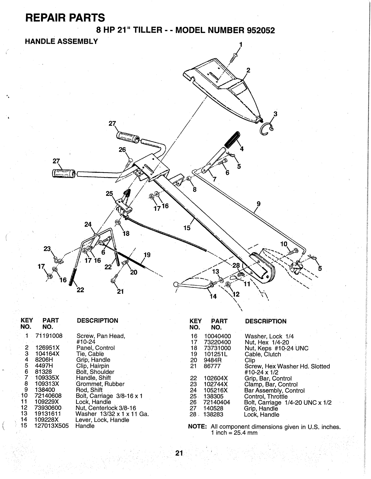 AYP 952052 Parts List