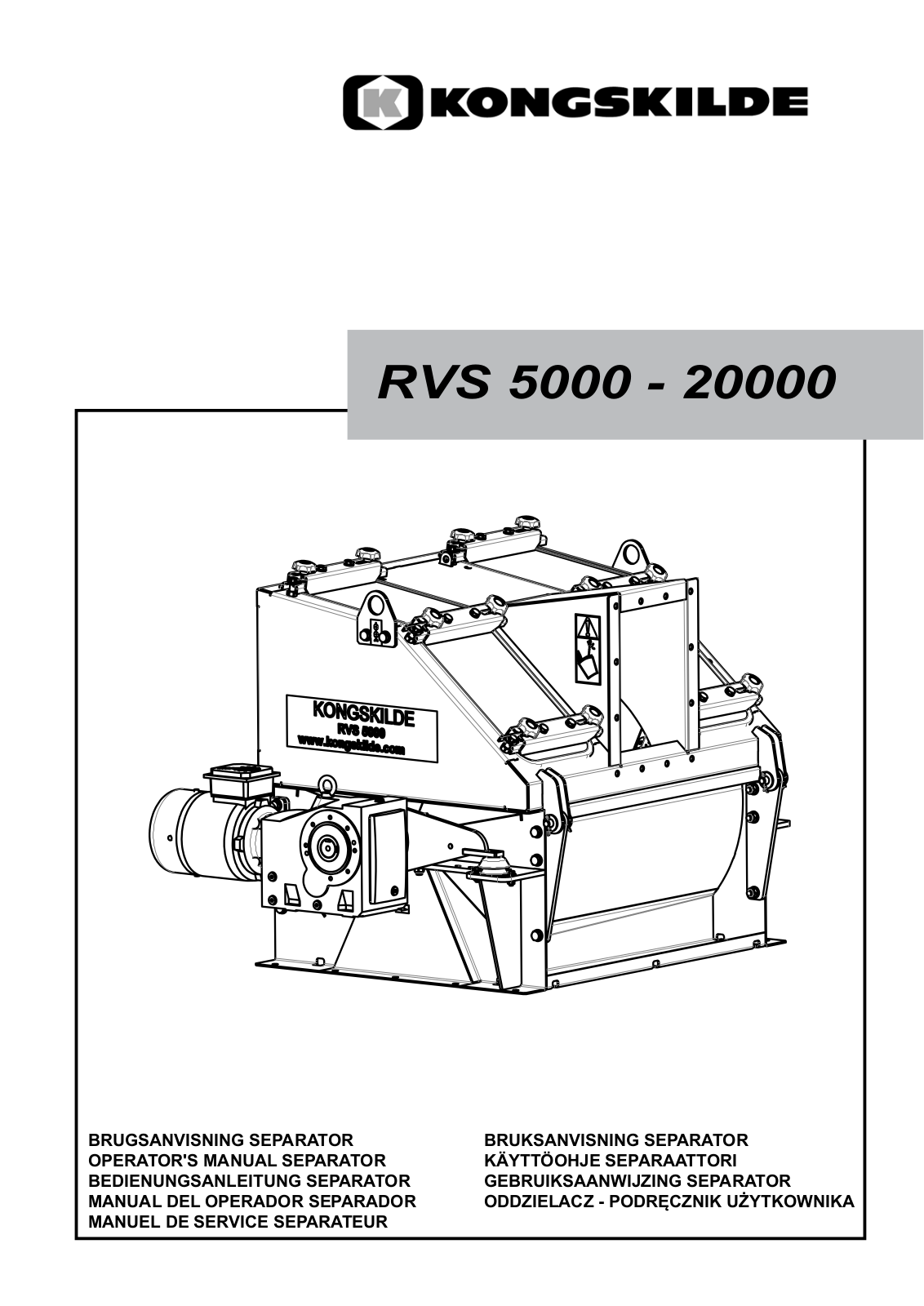 Kongskilde RVS 5000, RVS 10000, RVS 20000 Operator's Manual