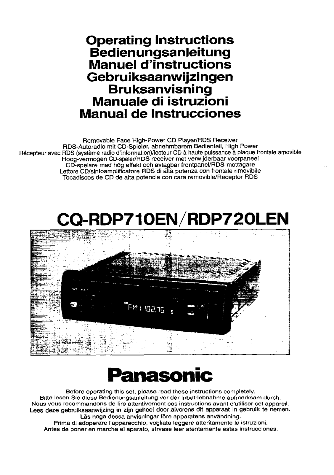 Panasonic CQ-RDP720L, CQ-RDP710E User Manual