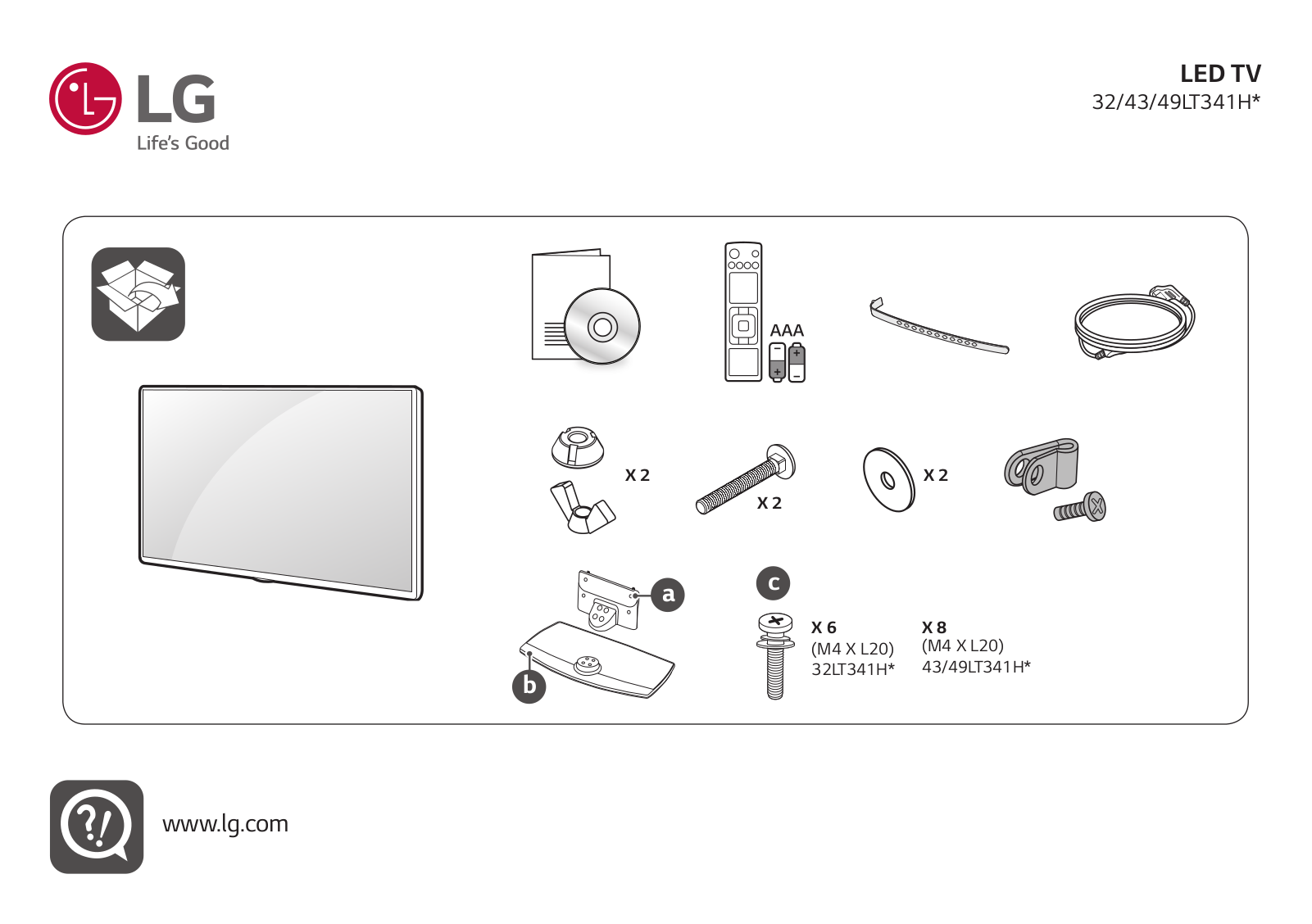 LG 43LT341H0ZA, 32LT341HBZA, 49LT341H0ZA User Manual