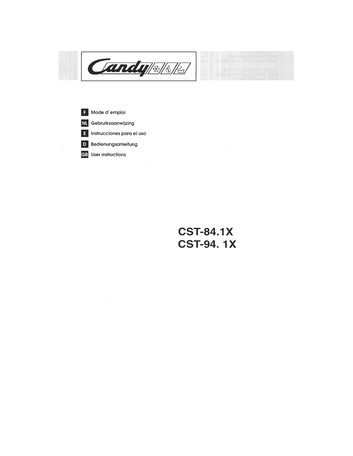 CANDY CST 84, CST 84.1 User Manual