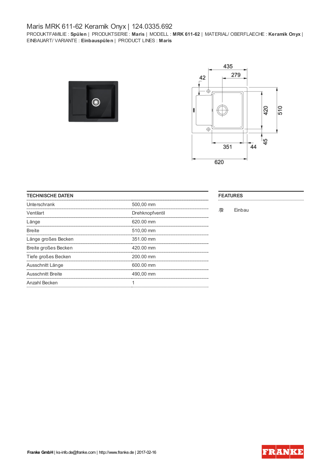 Franke 124.0335.692 Service Manual