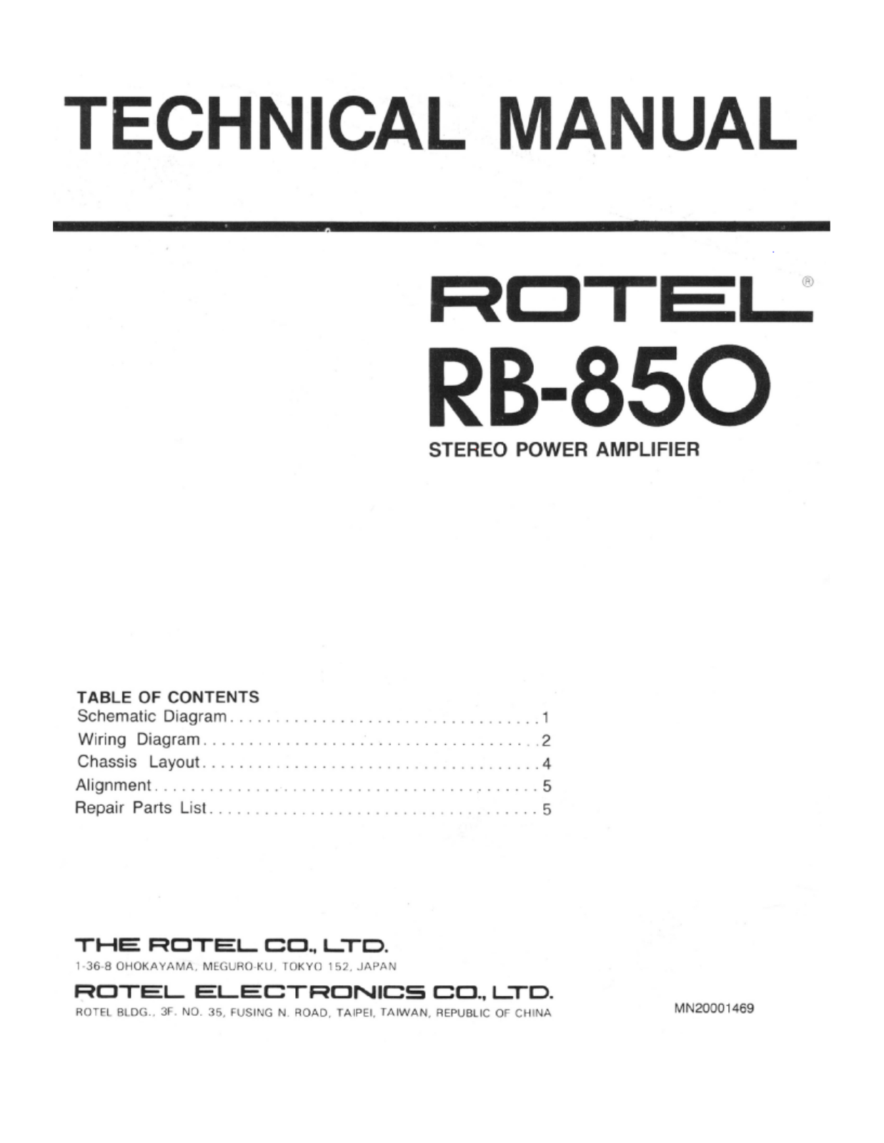 Rotel RB-850 Service manual