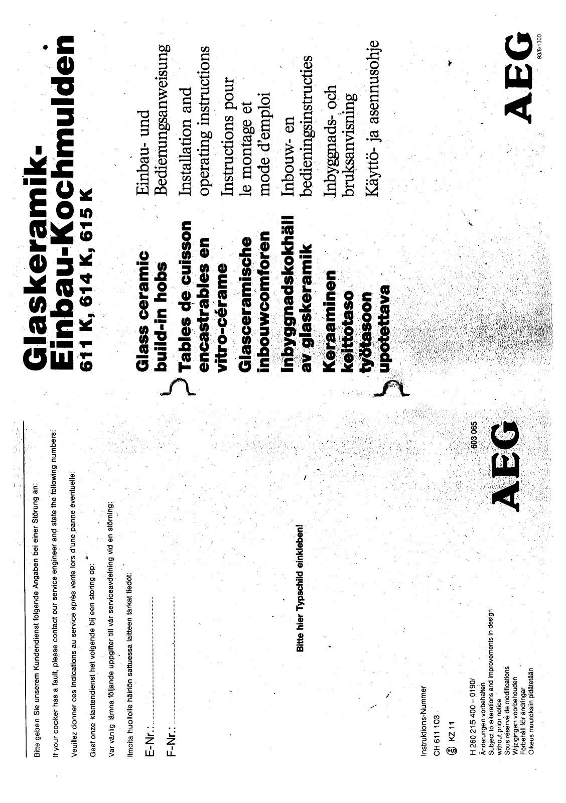 AEG 611K User Manual