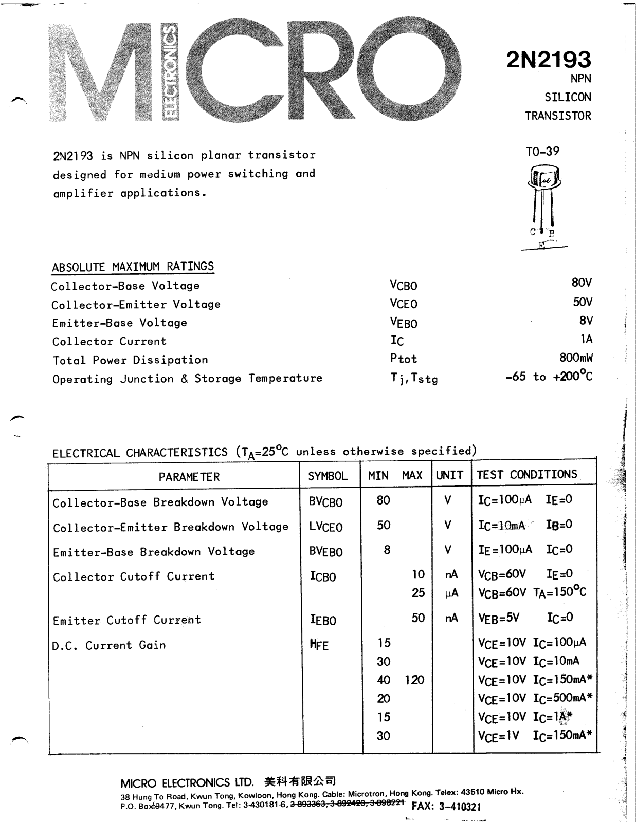 ME 2N2193 Datasheet