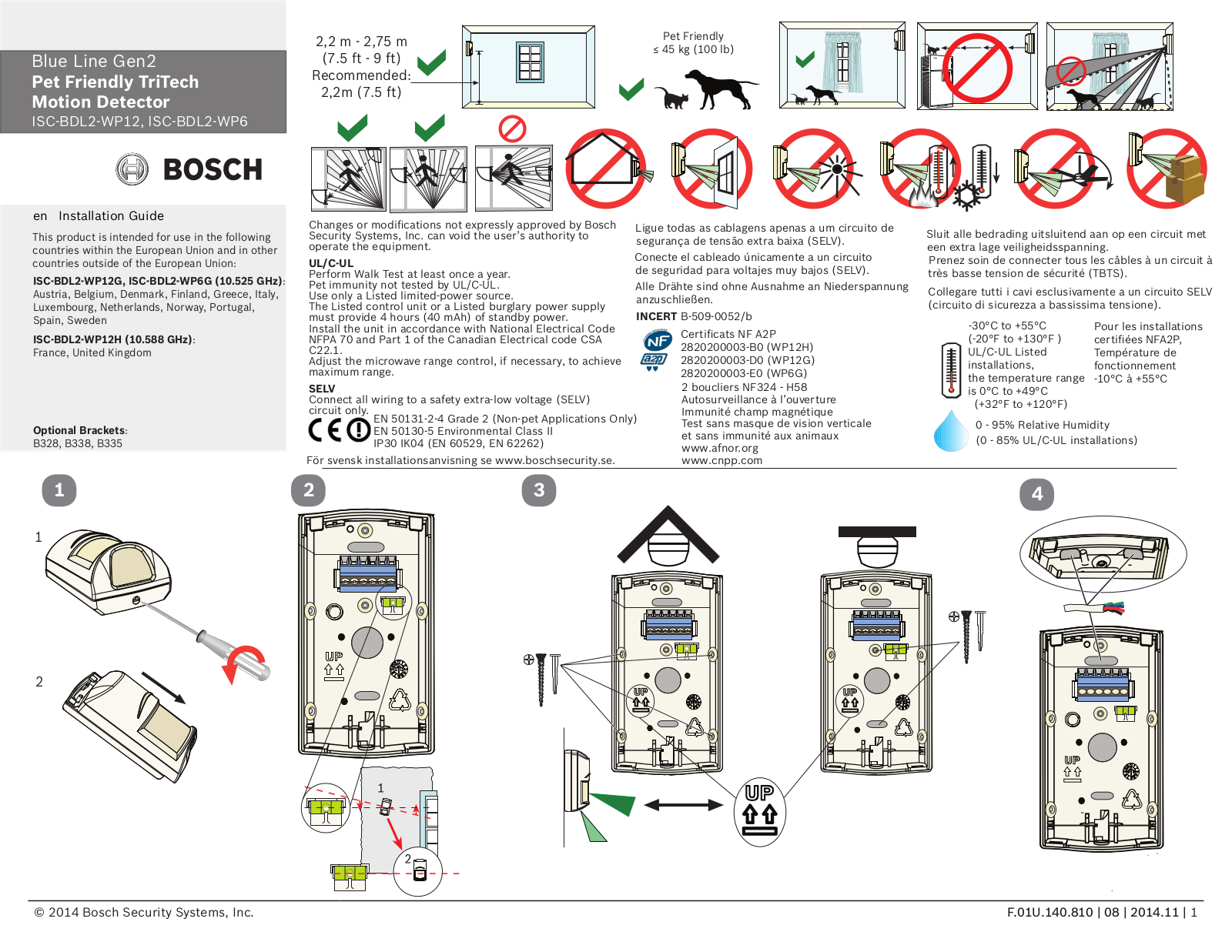 Bosch ISC-BDL2-WP6G, ISC-BDL2-WP12G Installation Manual