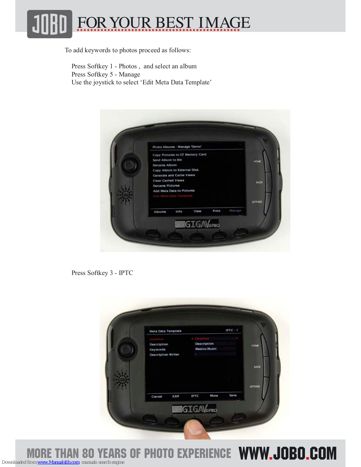 JOBO Giga VU Extreme XMP, Giga VU Pro User Manual