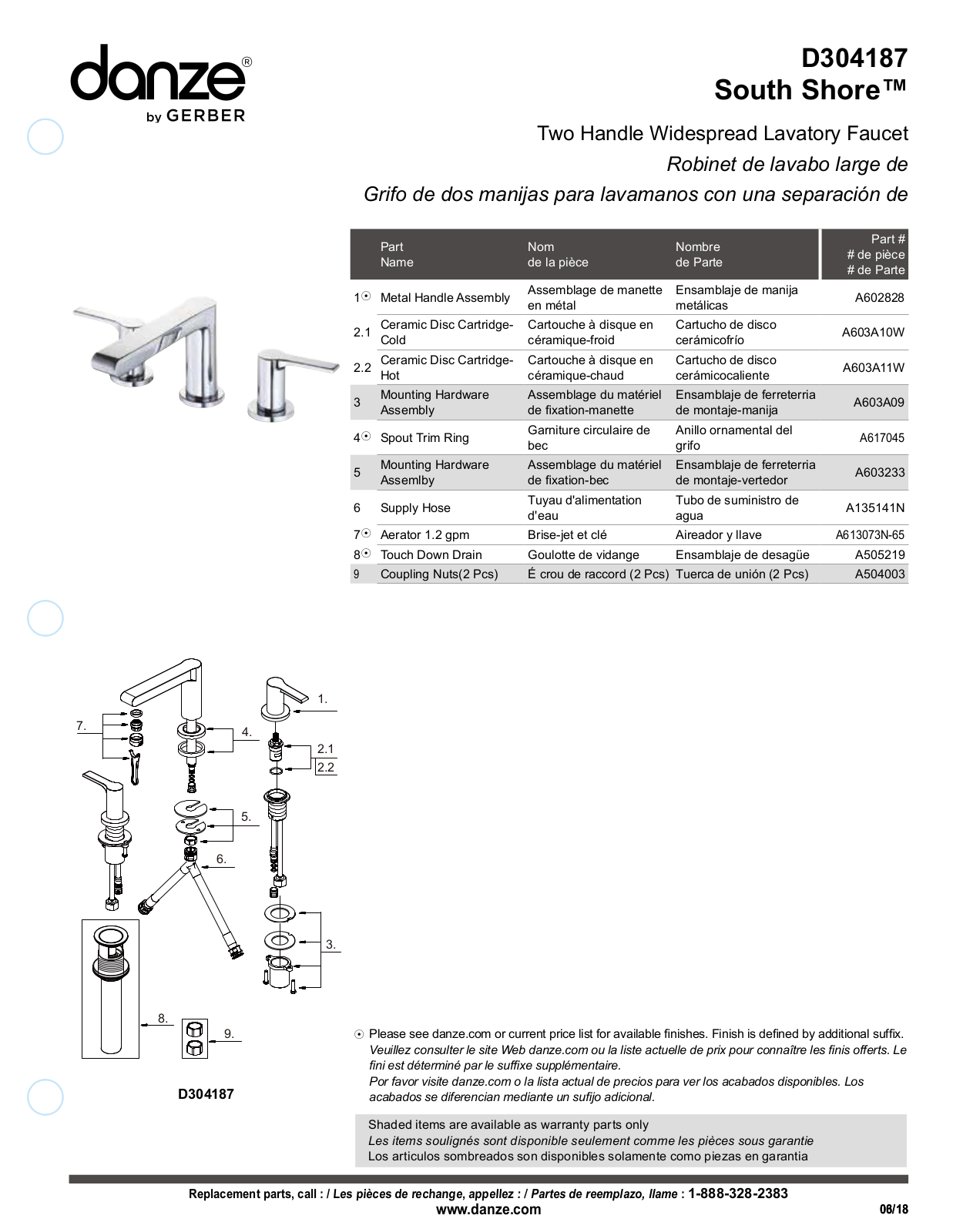 Gerber D304187, D304187BN Part List