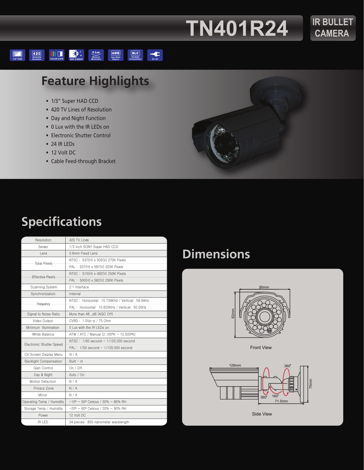 Cantek TN401R24 Specsheet