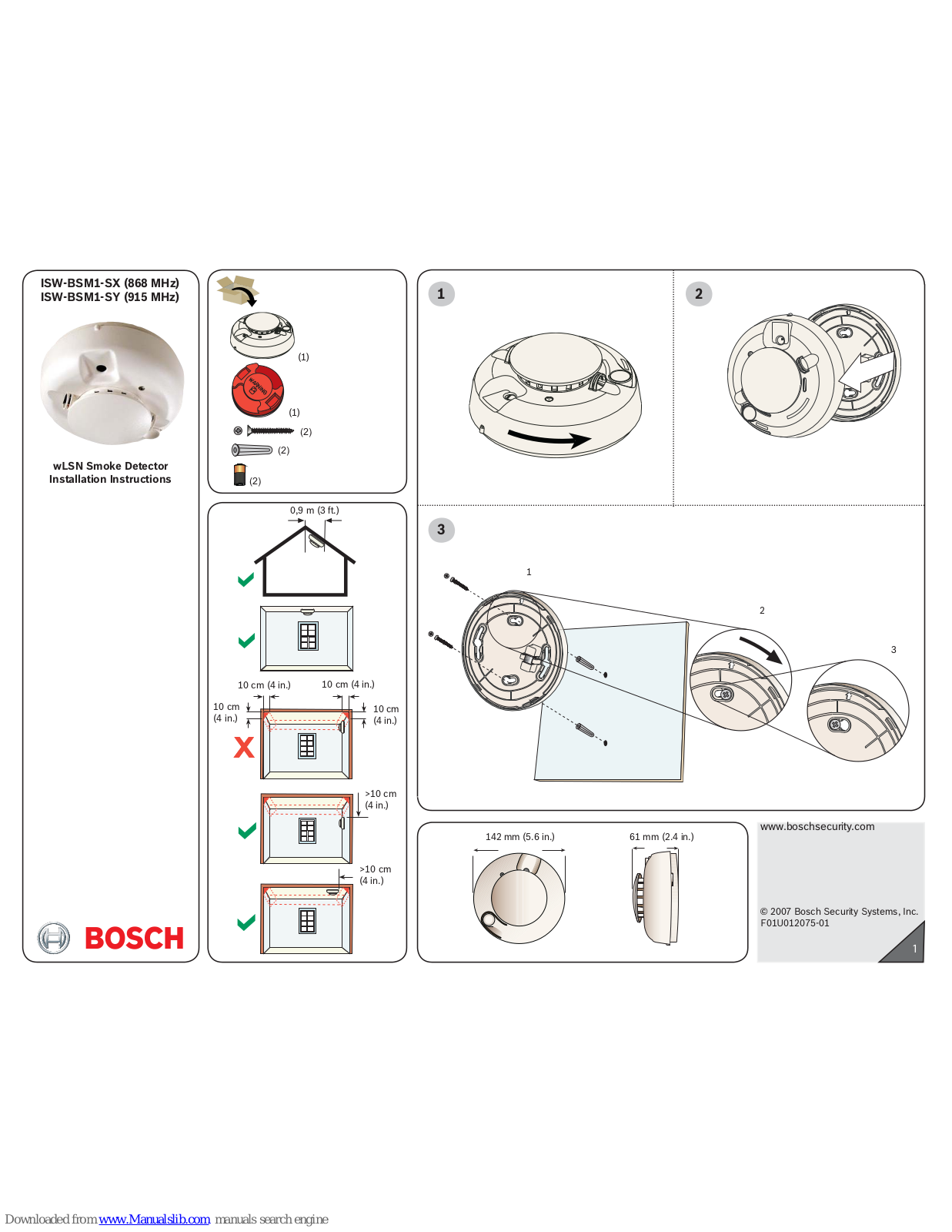 Bosch ISW-BSM1-SX, ISW-BSM1-SY Installation Instructions Manual