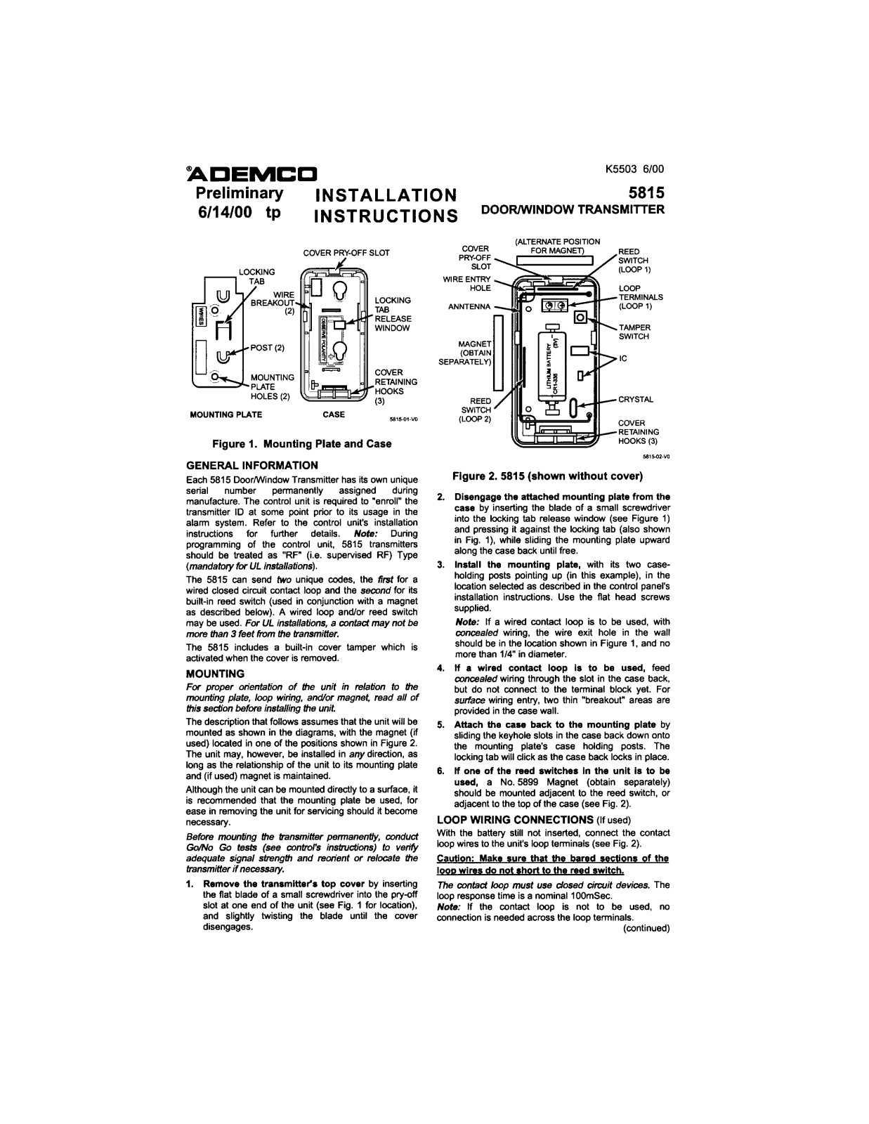 Ademco 8DL5816MN2 II with FCC lable and ID number