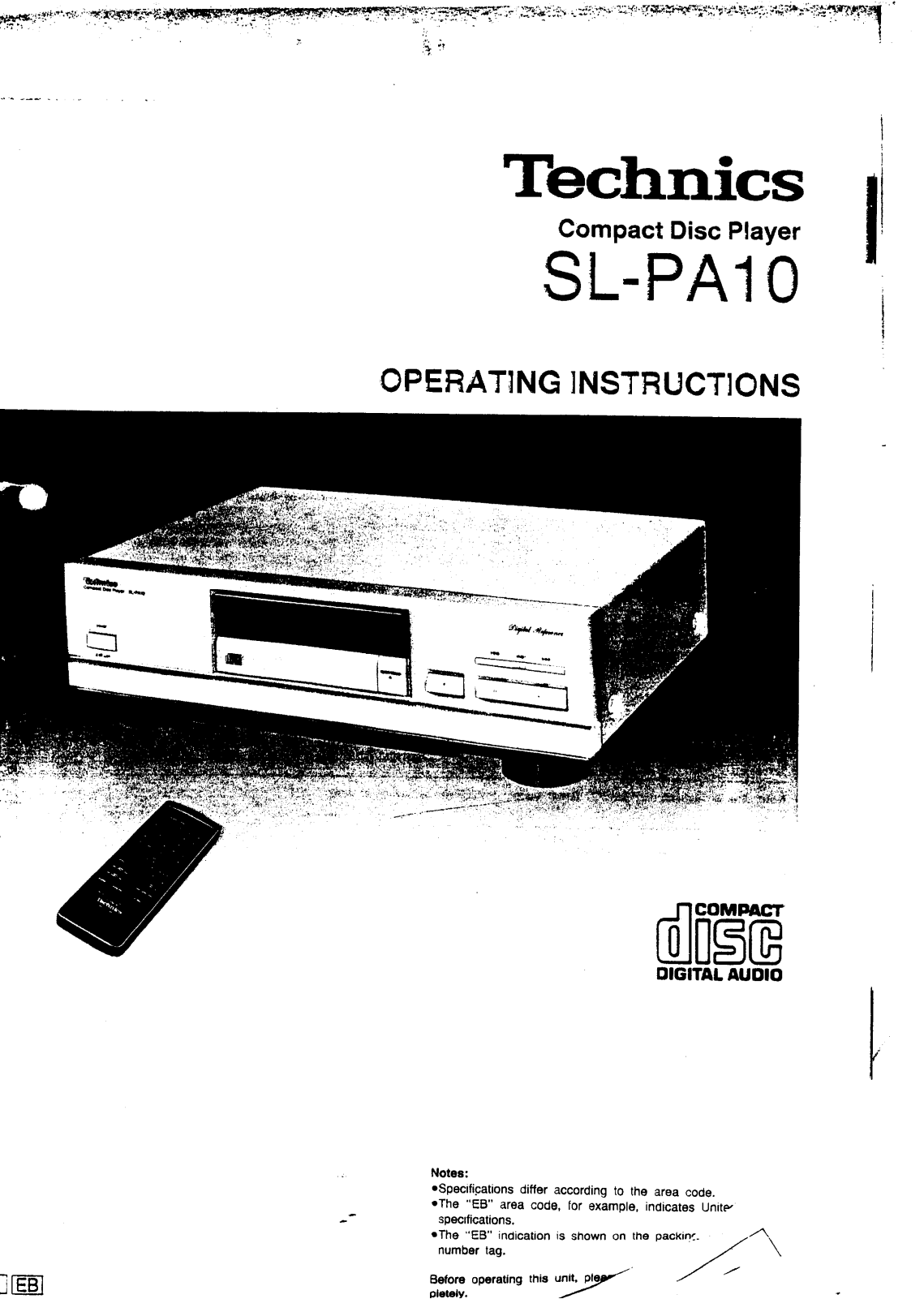 Panasonic SL-PA10 User Manual