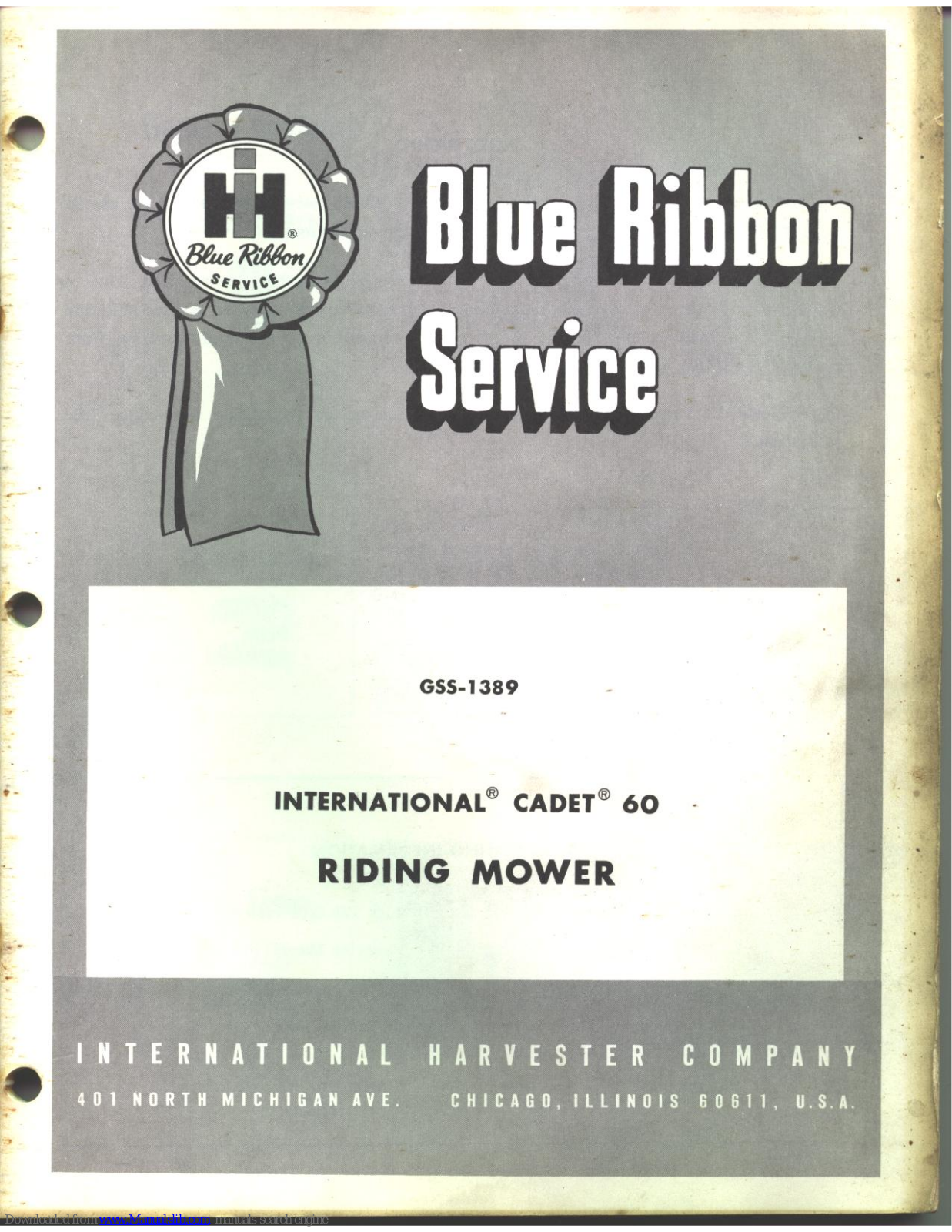 International Harvester Company International Cadet 60 Service Manual