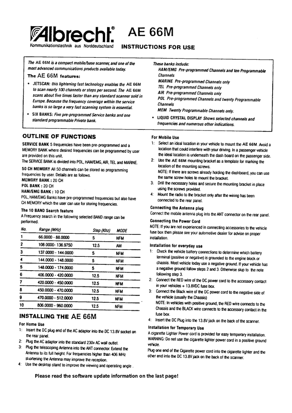 Albrecht AE66M User Guide