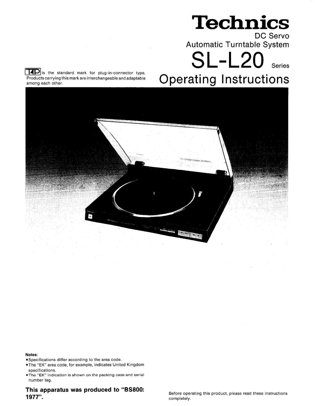 Technics SLL-20 Owners manual