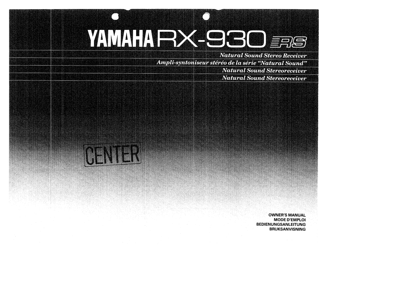 Yamaha RX-930RS Owner Manual