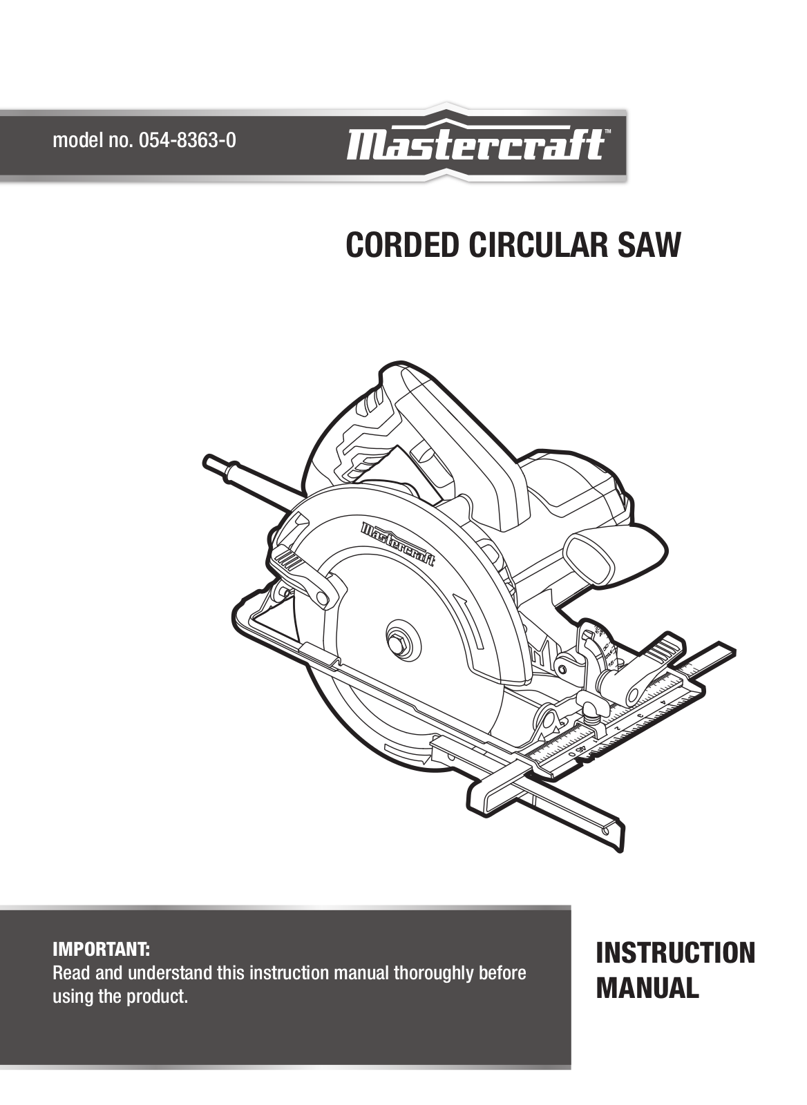 MasterCraft 054-8363-0 Instruction Manual