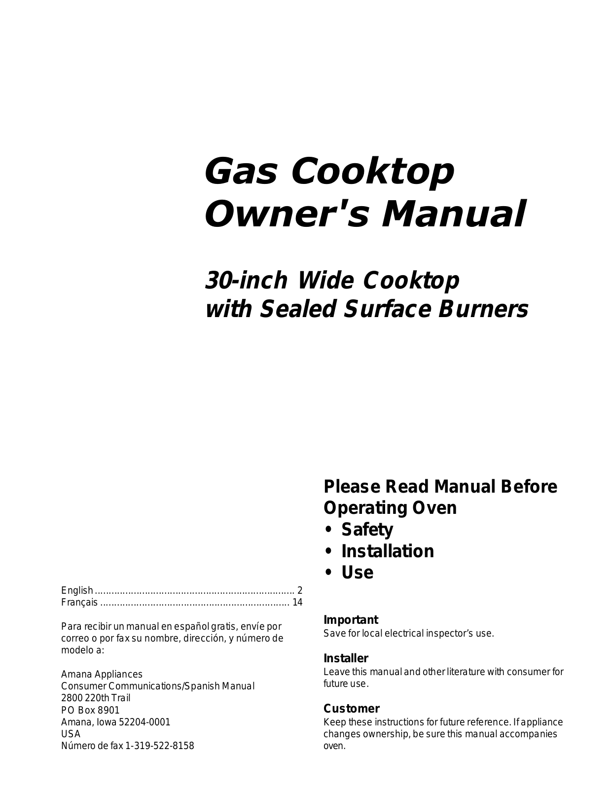 Whirlpool MKS3020L, MKS3020W Owner's Manual