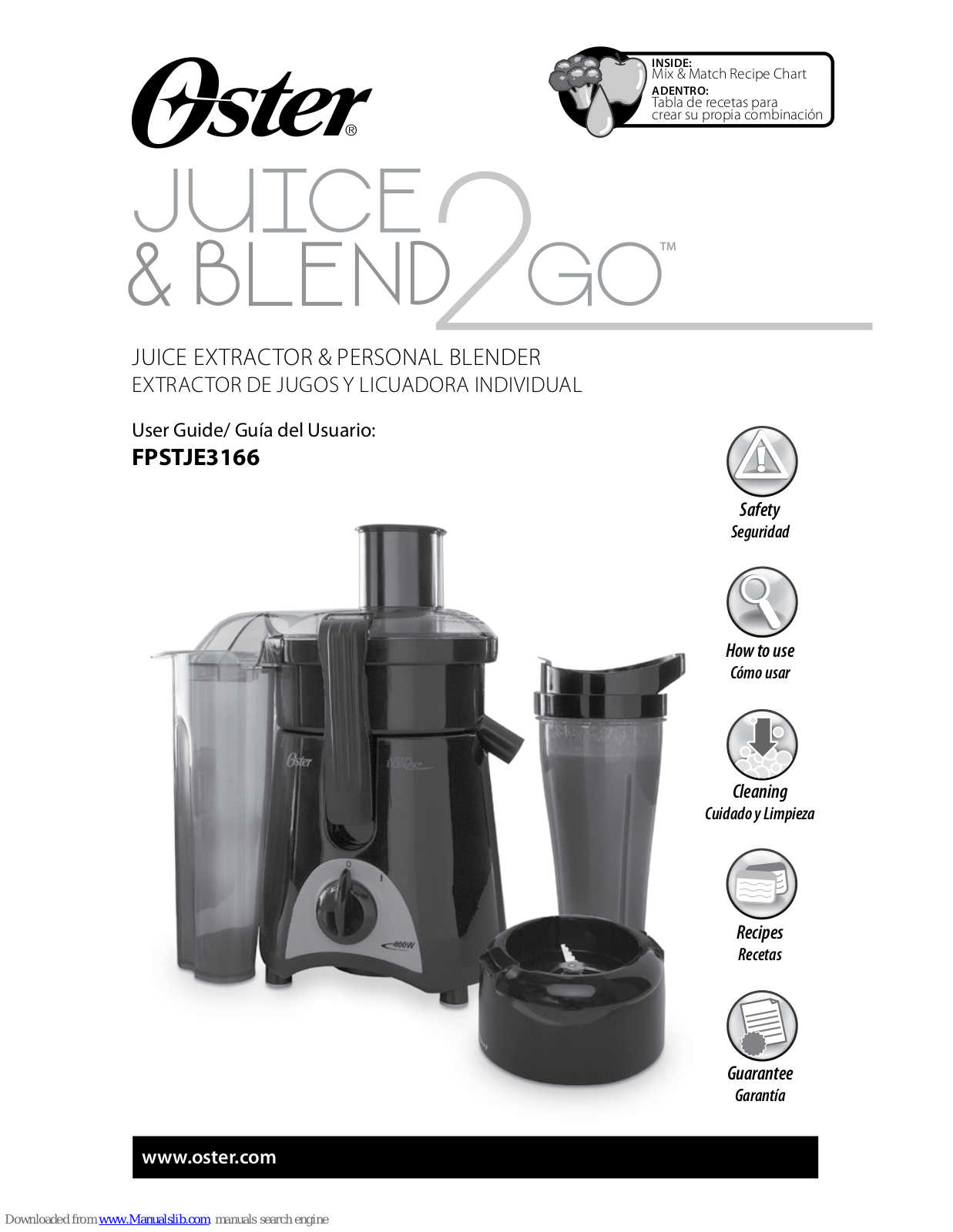 Oster Juice & Blend 2 Go FPSTJE3166 User Manual