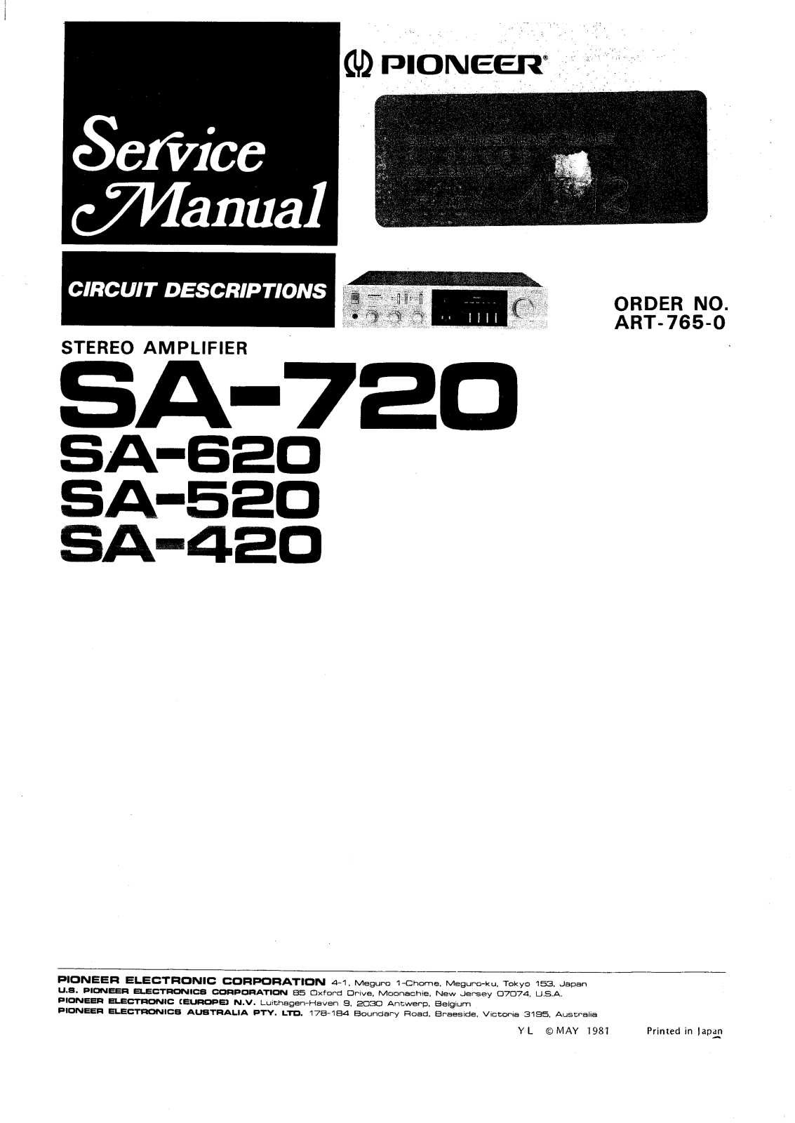 PIONEER SA-720 SERVICE MANUAL