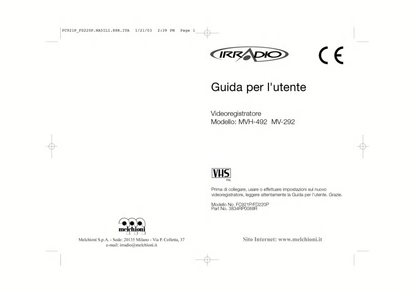 LG FC921P User Manual