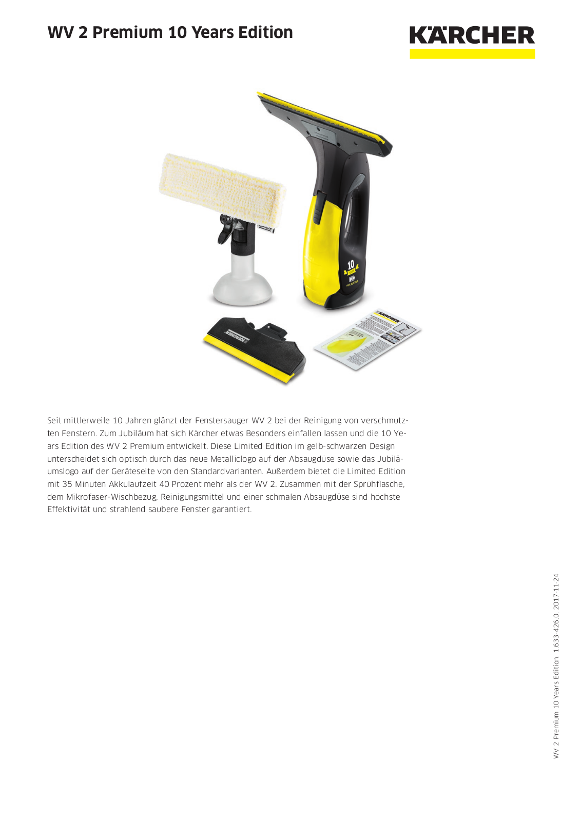 KARCHER WV 2 Premium Technical data