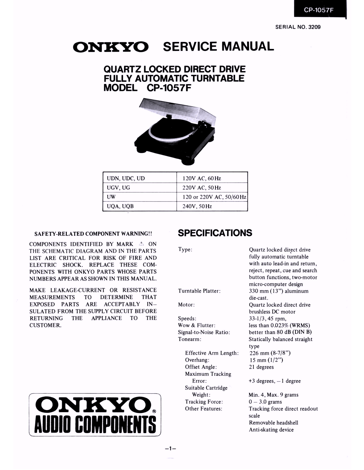 Onkyo CP-1057-F Service manual