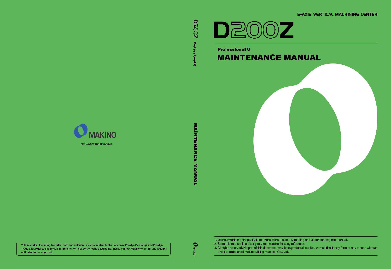 Makino D200z Maintenance Manual