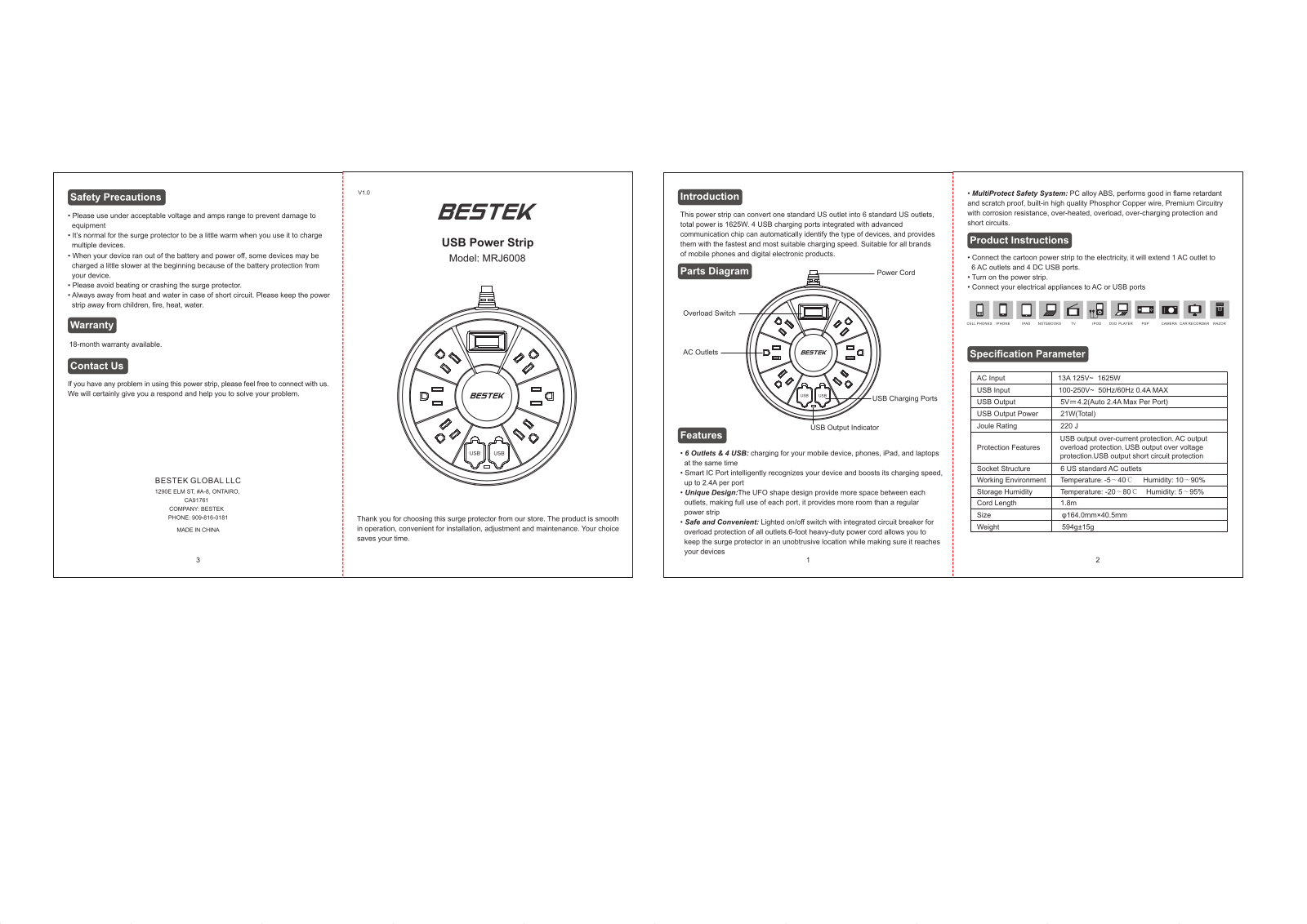 Bestek MRJ6008 User Manual