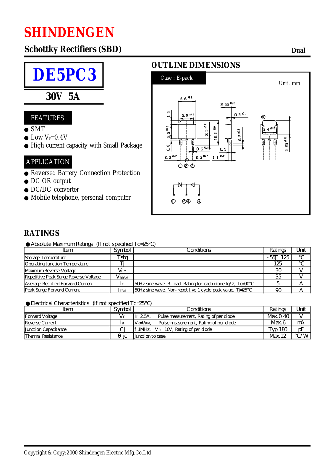 Datasheet DE5PC3 Datasheet (Shindengen) - ManualMachine.com
