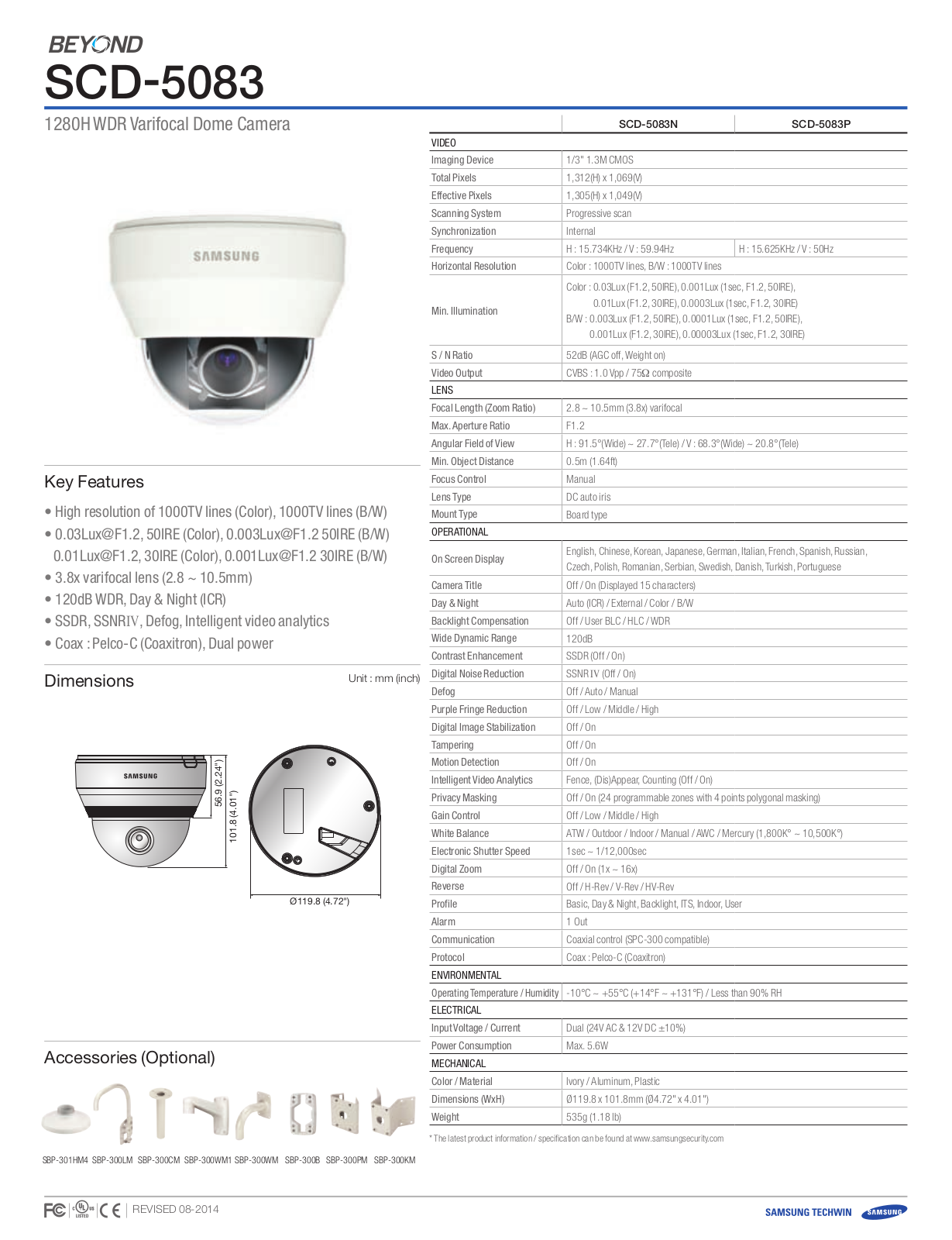 Samsung SCD-5083B Specsheet