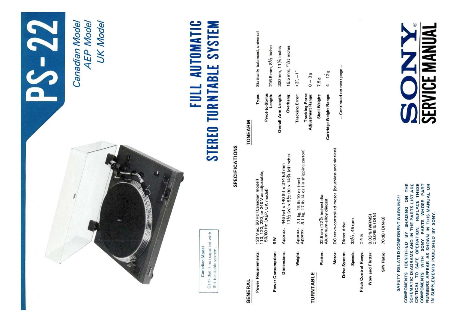 Sony PS-22 Service Manual