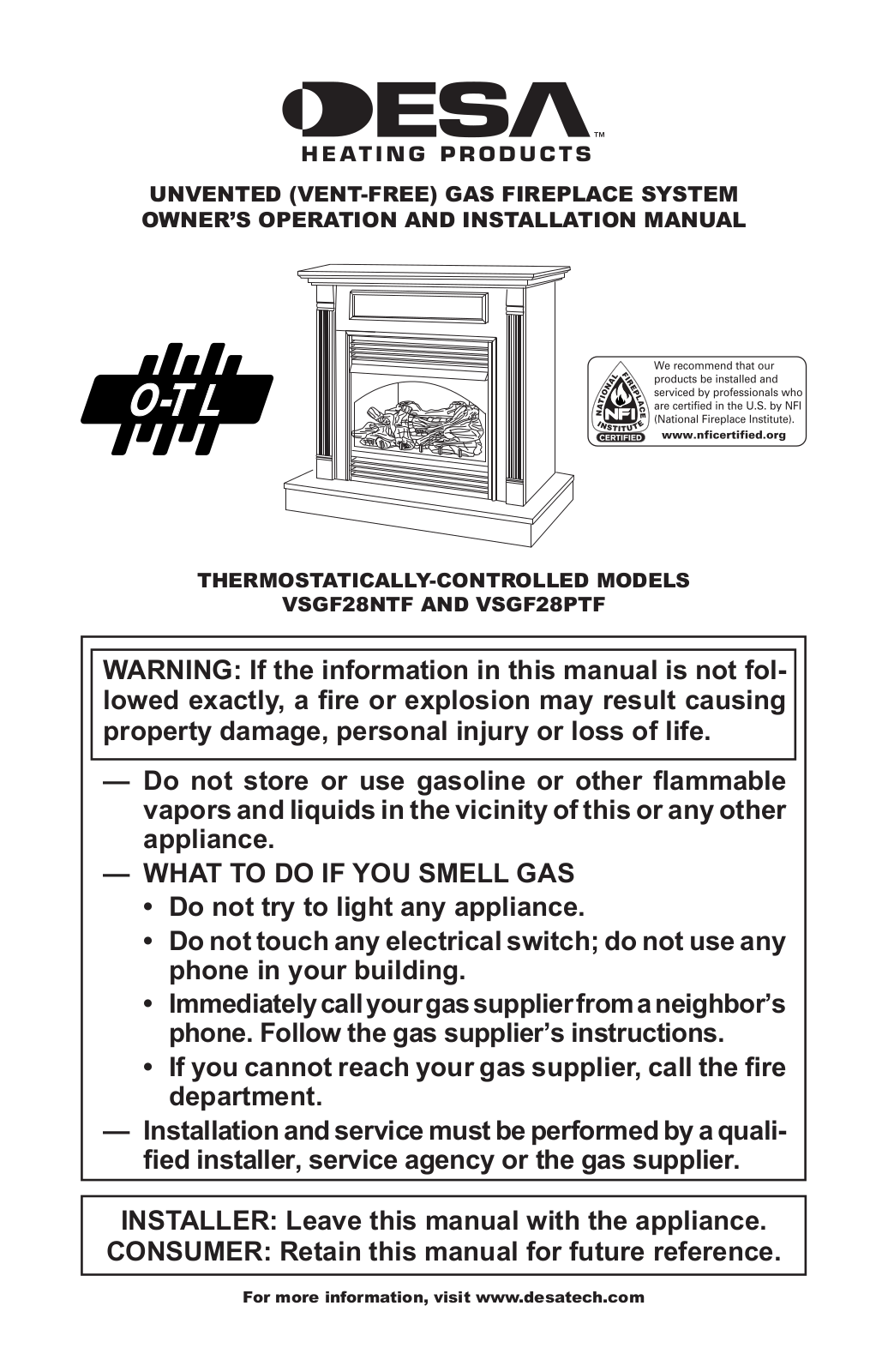 Desa VsGF28nTF, VsGF28PTF User Manual